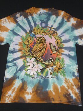 NWOT BIRD COLLECTIVE CALIFORNIA FORESTS OWL TIE-DYE LARGE T-SHIRT L947